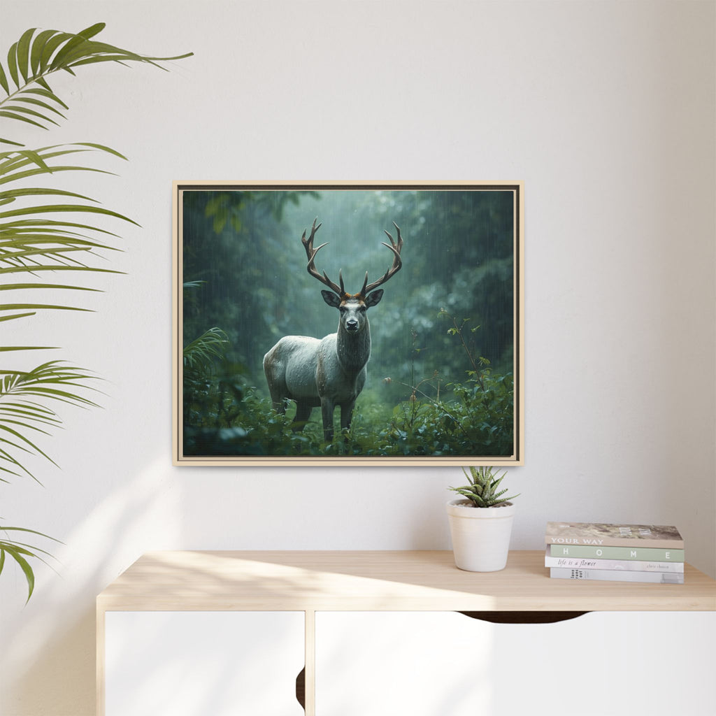 Framed Canvas Deer Forest Wildlife Wall Art