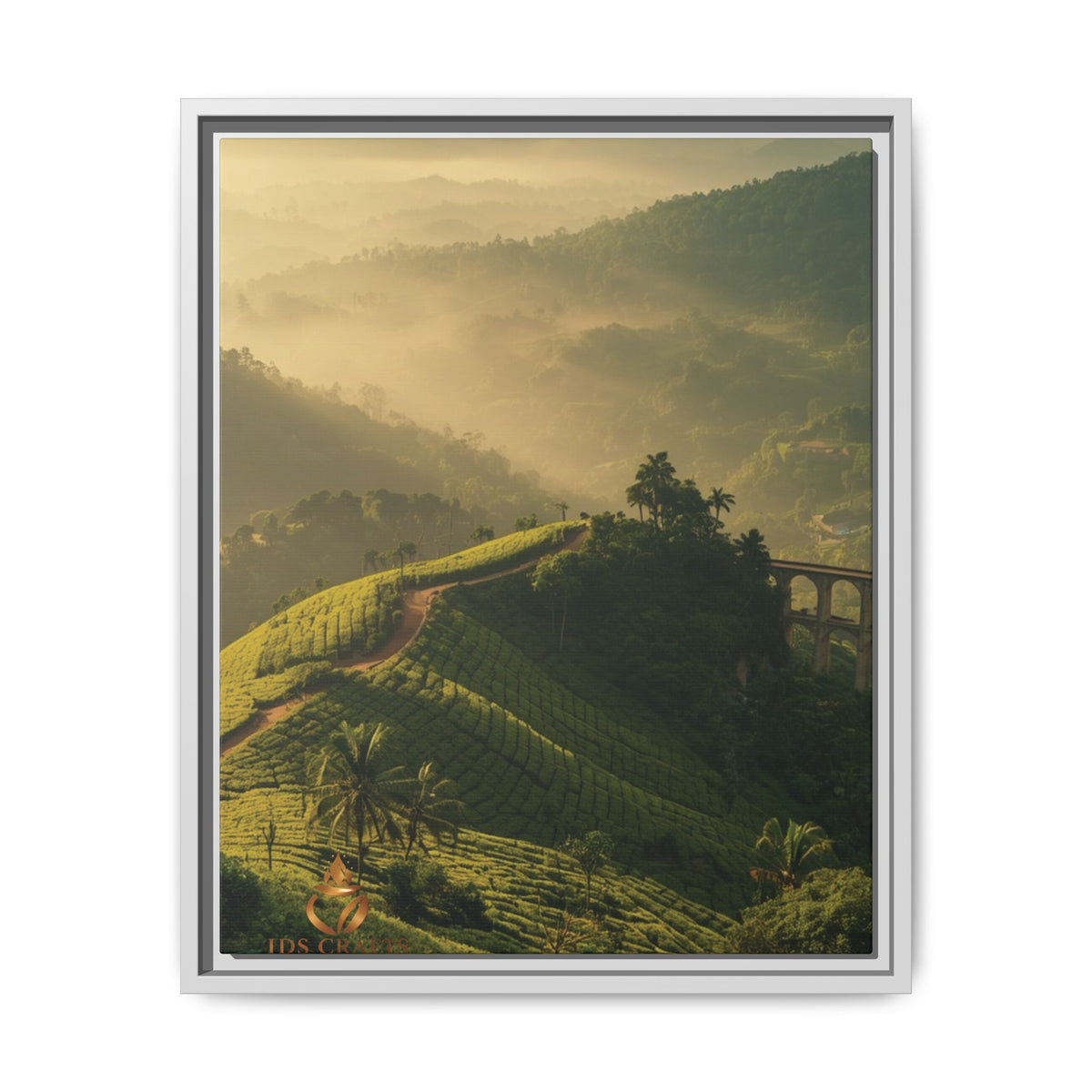 Framed Canvas – Misty Mountain Vineyard Landscape Wall Art