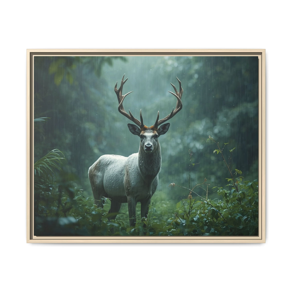 Framed Canvas Deer Forest Wildlife Wall Art
