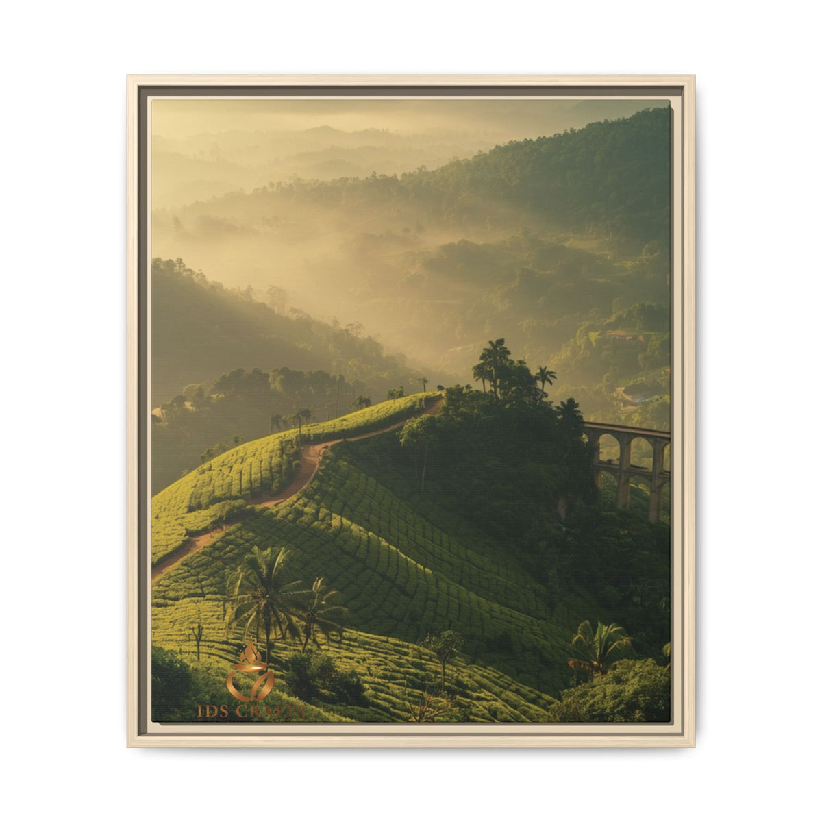 Framed Canvas – Misty Mountain Vineyard Landscape Wall Art