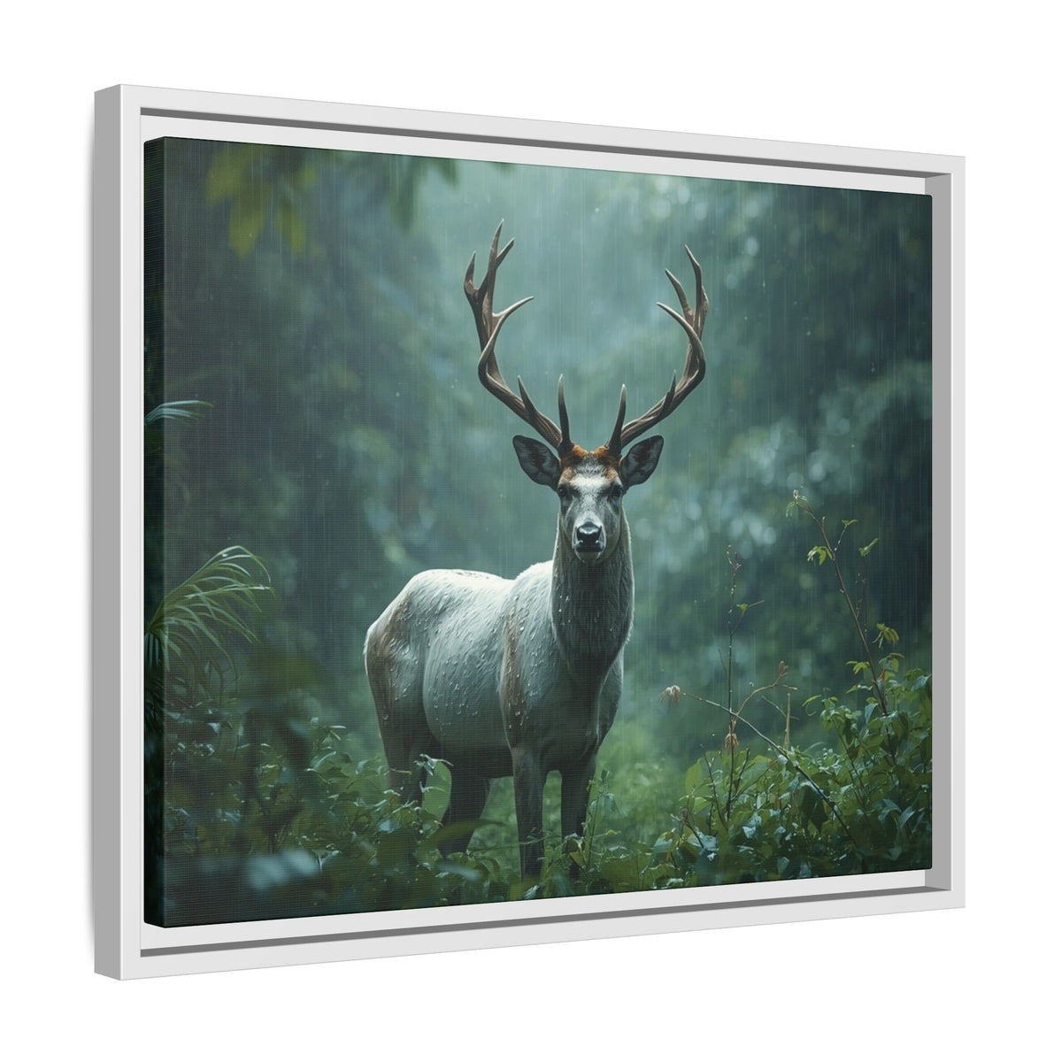 Framed Canvas Deer Forest Wildlife Wall Art
