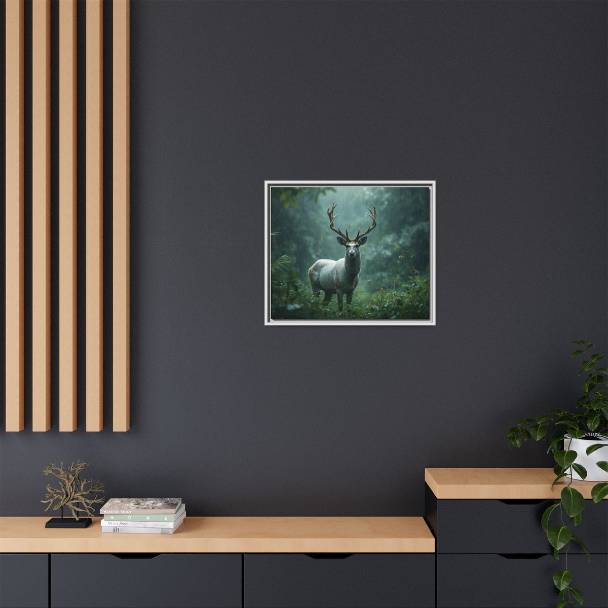 Framed Canvas Deer Forest Wildlife Wall Art