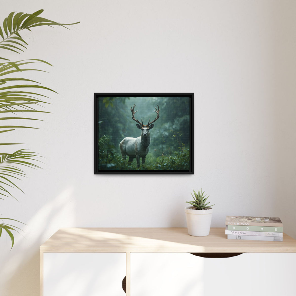 Framed Canvas Deer Forest Wildlife Wall Art