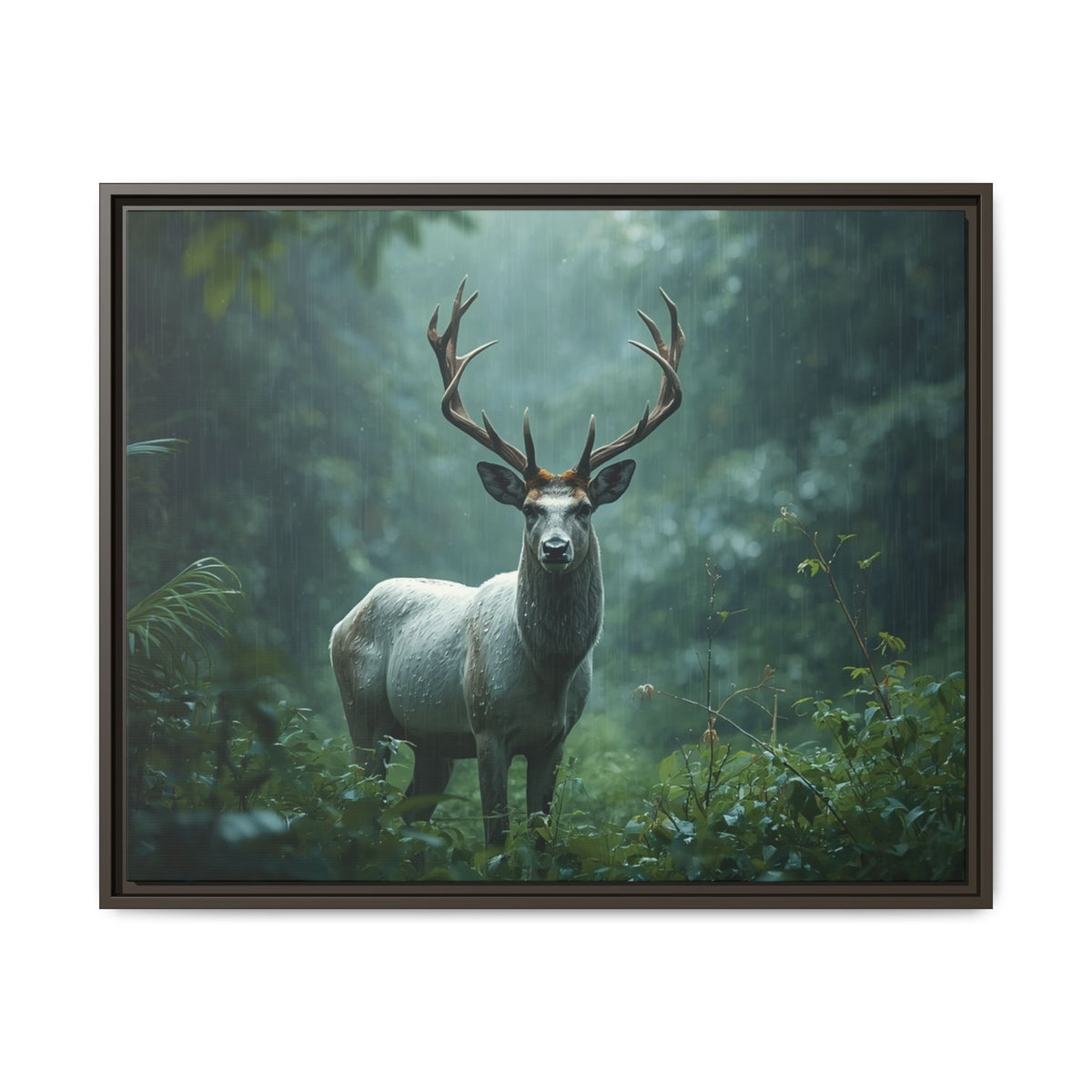 Framed Canvas Deer Forest Wildlife Wall Art