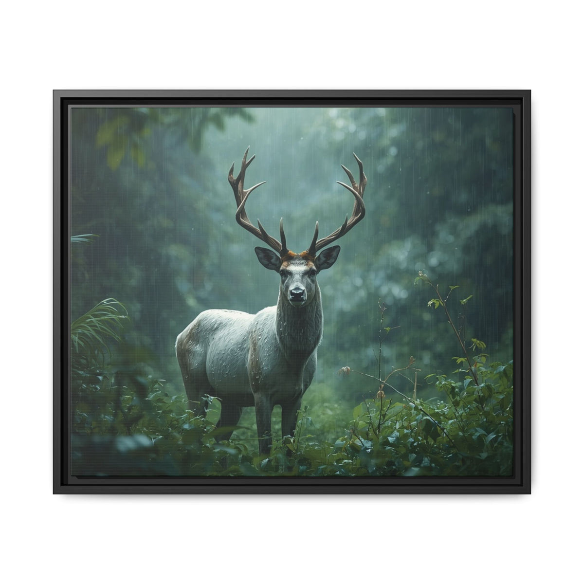 Framed Canvas Deer Forest Wildlife Wall Art