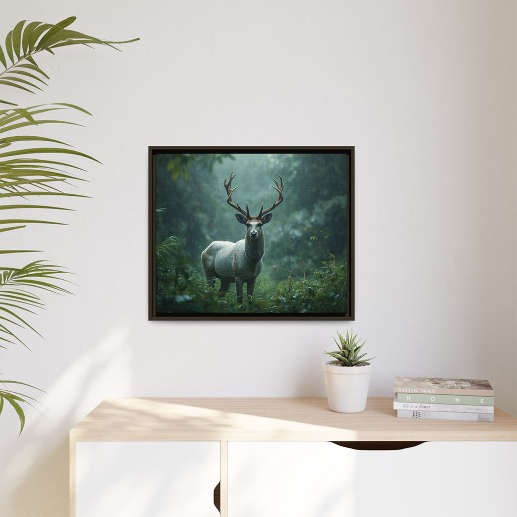 Framed Canvas Deer Forest Wildlife Wall Art
