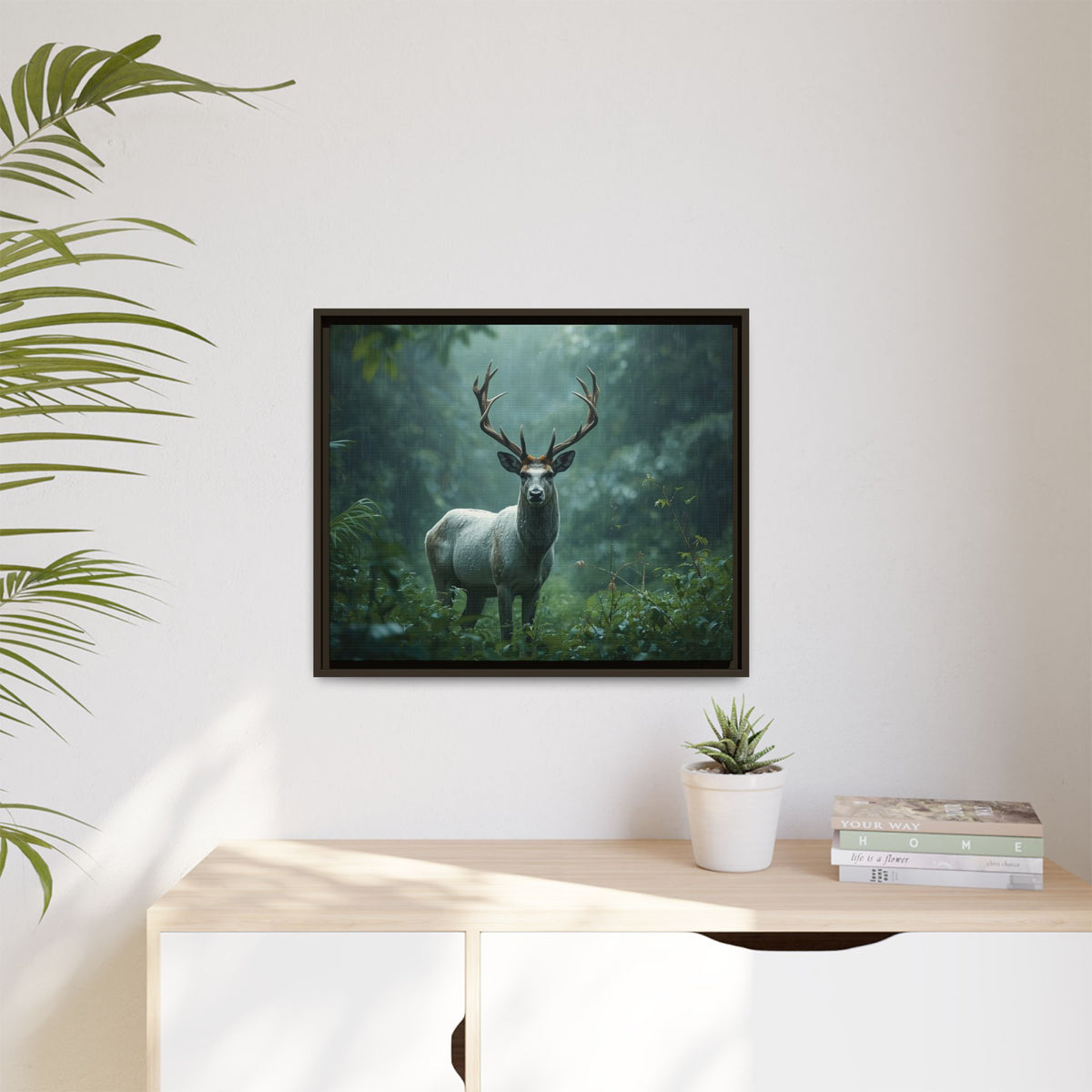 Framed Canvas Deer Forest Wildlife Wall Art