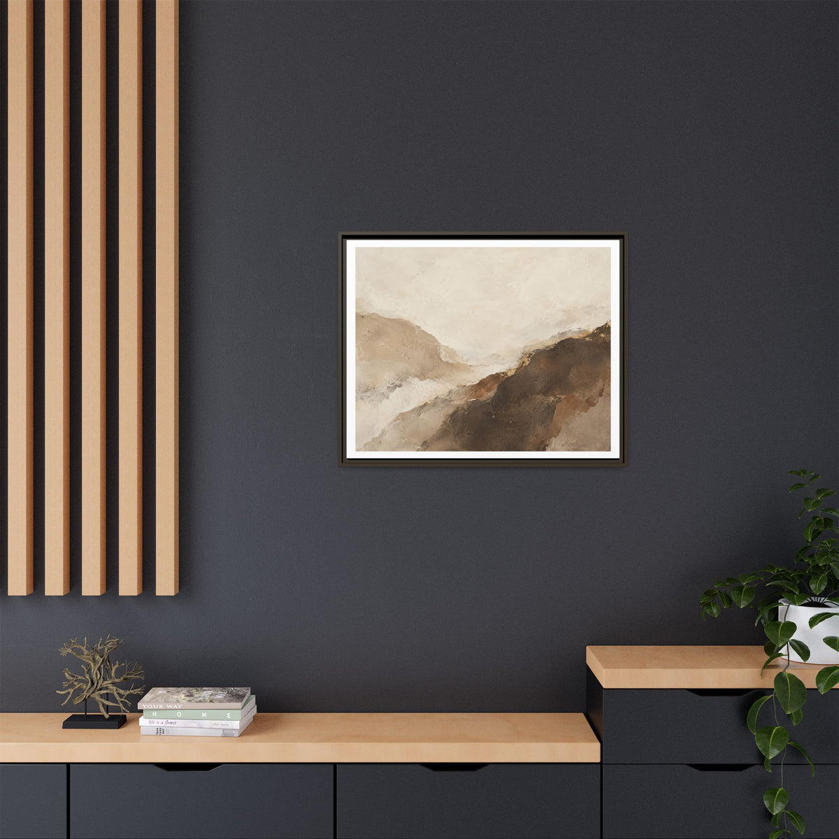 Abstract Neutral Landscape Framed Canvas Wall Art