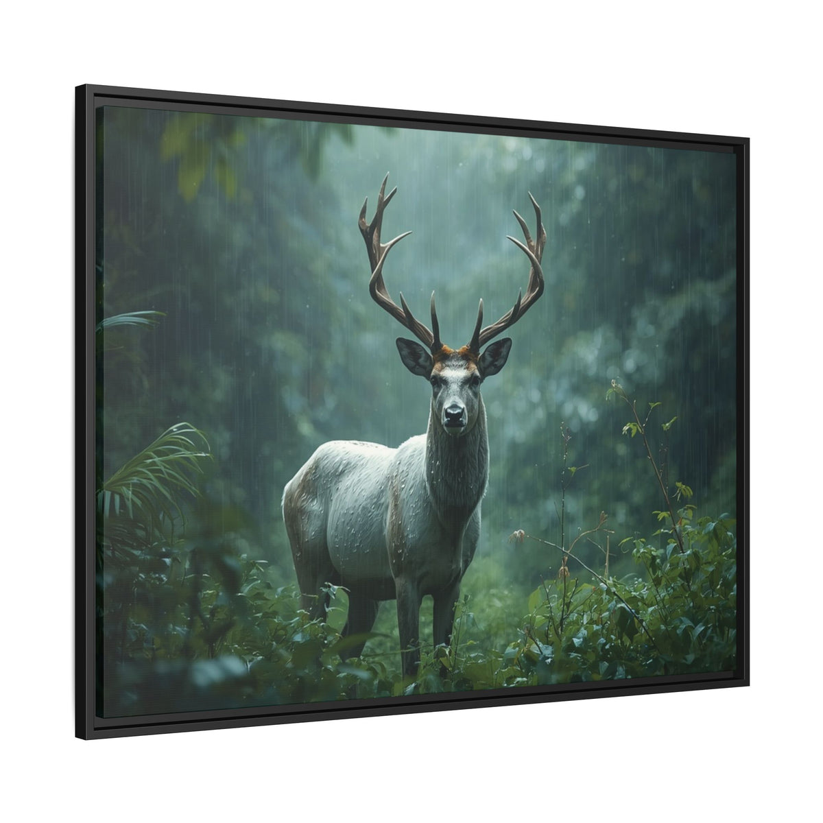 Framed Canvas Deer Forest Wildlife Wall Art