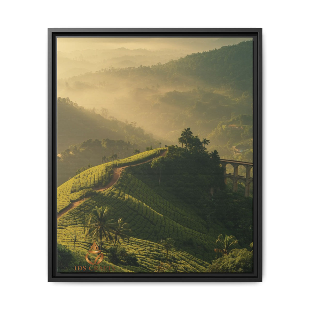Framed Canvas – Misty Mountain Vineyard Landscape Wall Art