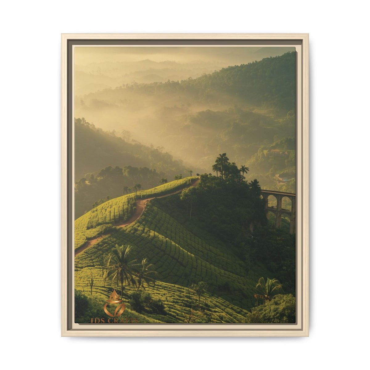 Framed Canvas – Misty Mountain Vineyard Landscape Wall Art